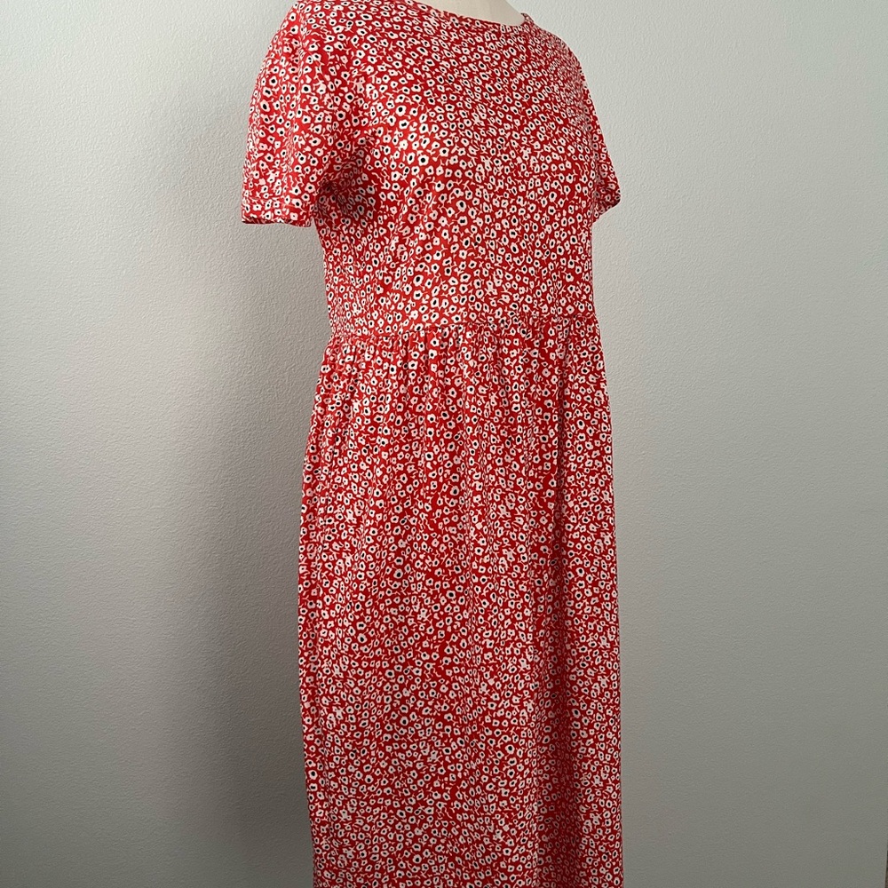 Tickled Teal Red and White Short Sleeve Midi Sundress